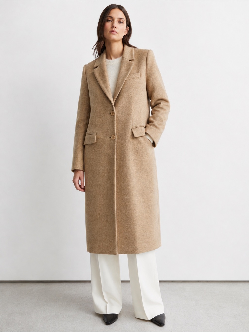 & Other Stories Wool Blend Long Coat Tan Camel Tailored Paris Atelier EU38 US 6